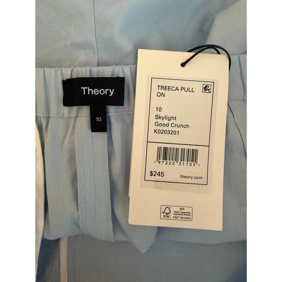 Theory Treeca Pull On Pants Women’s Size 10 Skylight Good Crunch Blue Linen NWT - Picture 7 of 9